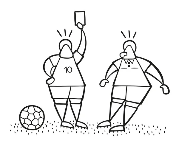 Vektor Illustration Tecknad Fotboll Spelare Man Visar Rött Kort Till — Stock vektor