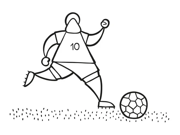 Vettore Illustrazione Cartone Animato Giocatore Calcio Uomo Esecuzione Palla Dribblare — Vettoriale Stock