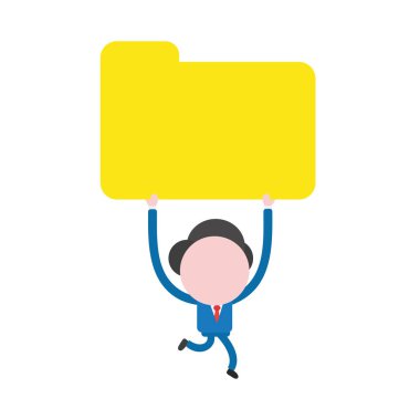 Çalışan ve taşıyan vektör çizim işadamı karakter dosya klasörü kapalı.