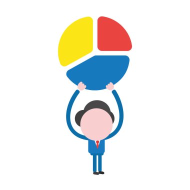 Vektör çizim işadamı karakter üç bölümden diyagramı pasta kadar holding.