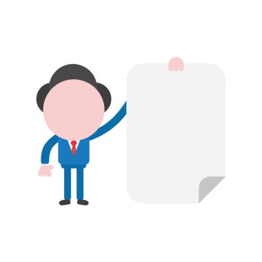 Vektör çizim işadamı karakter boş kağıt tutan.