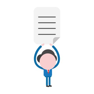 Vektör illüstrasyon iş adamı karakter yazılı kağıdı tutan.