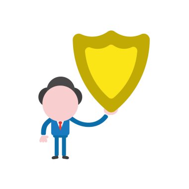 Vektör çizim işadamı karakter koruma kalkanı holding.