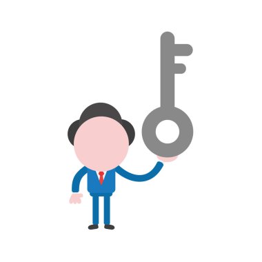 Vektör çizim işadamı karakter holding anahtar.