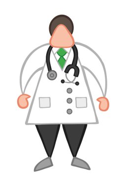 Vektör çizim karikatür Doktor adam stetoskop ile ayakta.