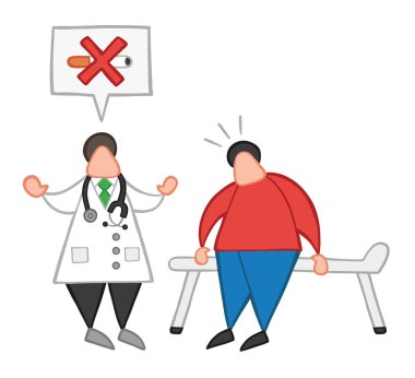 Vektör illüstrasyon karikatür Doktor adam hastasını ve konuşma balonu ile sigara içmek yasak söyleyerek.