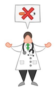 Vektör çizim karikatür konuşma balonu ve sigara içmek yasak söyleyerek Doktor adam.