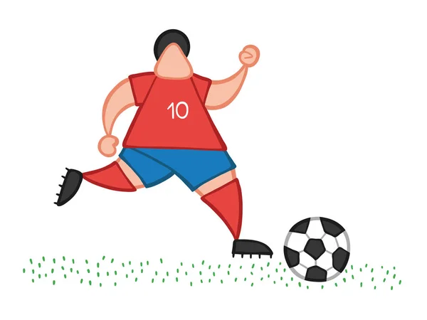 Vector Illustratie Cartoon Voetbal Speler Man Loopt Dribbelen Bal Worp — Stockvector