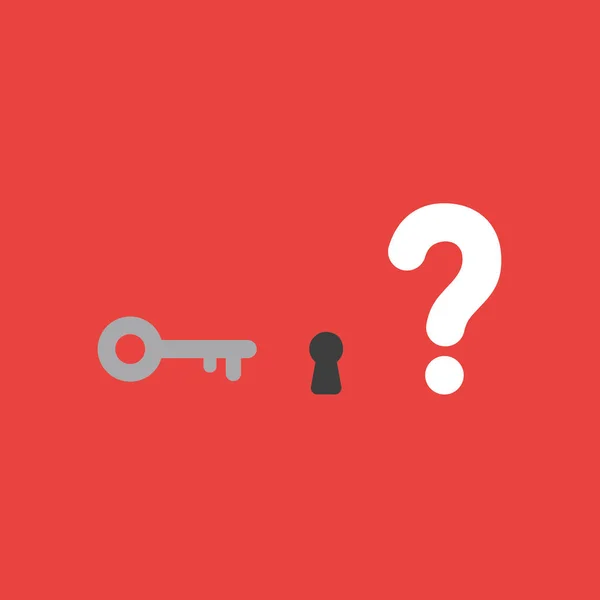 鍵穴と赤の背景に疑問符キーのフラット ベクトル アイコン コンセプト — ストックベクタ