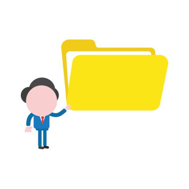 Vektör çizim işadamı karakter holding açık dosya klasörü.