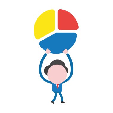 Yürüyüş ve üç bölümden diyagram tutarak vektör çizim işadamı karakter.