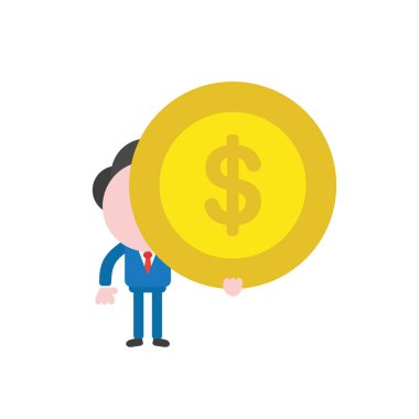 Vektör çizim işadamı karakter Doları para sikke holding.