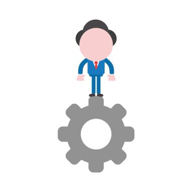 Vektör çizim işadamı karakter ayakta dişli.