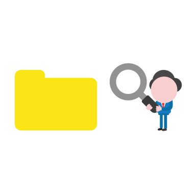 Vektör çizim işadamı karakter holding Büyüteç Camı dosya klasörüne.