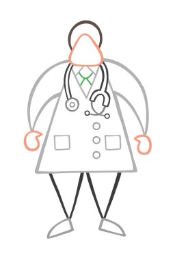 Vektör çizim karikatür Doktor adam stetoskop ile ayakta.