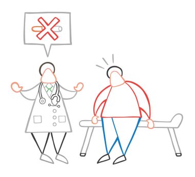 Vektör illüstrasyon karikatür Doktor adam hastasını ve konuşma balonu ile sigara içmek yasak söyleyerek.