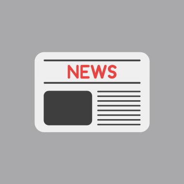 Gazete gri arka plan üzerinde düz vektör simge kavramı.