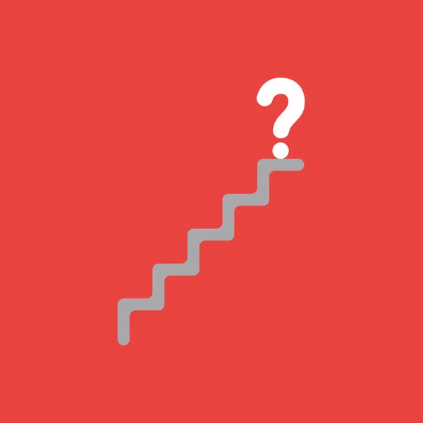 Soru Işareti Kırmızı Arka Plan Merdivenlerde Üstüne Düz Vektör Simge — Stok Vektör