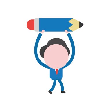 Vektör çizim işadamı karakter yürüyüş ve kalem tutan.