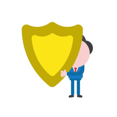 Vektör çizim işadamı karakter koruma kalkanı holding.