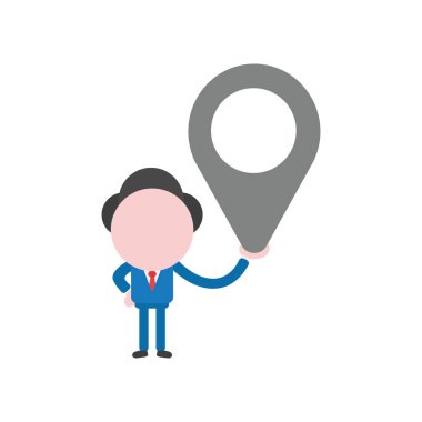 Vektör çizim işadamı karakter harita işaretçi holding.