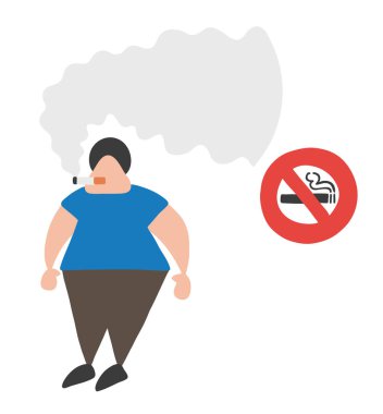 Vektör illüstrasyon karikatür adam karakter duman Sigara İçilmeyen yok yanında.