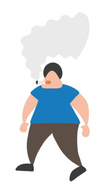 Vektör çizim karikatür insan karakter yürüme ve Sigara İçilmeyen.