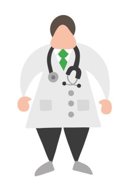 Vektör çizim karikatür Doktor adam stetoskop ile ayakta.