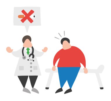 Vektör illüstrasyon karikatür Doktor adam hastasını ve konuşma balonu ile sigara içmek yasak söyleyerek.