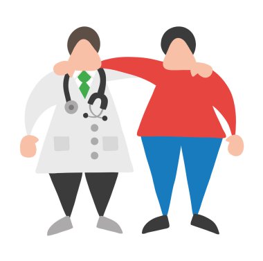 Vektör çizim karikatür Doktor insan ve hasta dostu ve sarılma.