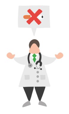 Vektör çizim karikatür konuşma balonu ve sigara içmek yasak söyleyerek Doktor adam.