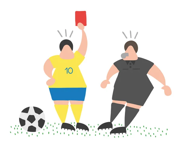 Vettore Illustrazione Cartone Animato Giocatore Calcio Uomo Mostrando Cartellino Rosso — Vettoriale Stock