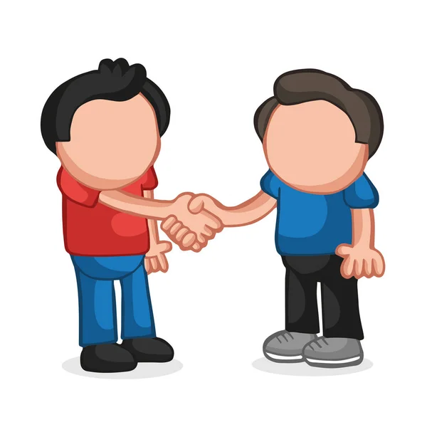 Vektor Handgezeichnete Cartoon Illustration Von Zwei Männern Beim Händeschütteln — Stockvektor