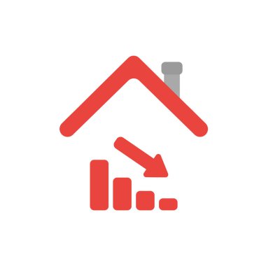 Ev çatısı altında hareket eden satış çubuğu grafiğinin vektör illüstrasyon konsepti.