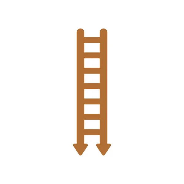 带箭头向下移动的木制梯子的矢量图解图标概念 — 图库矢量图片