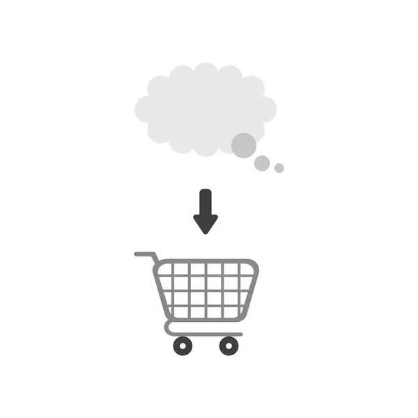 ショッピングカート内の思考バブルのベクトルイラストアイコンコンセプト — ストックベクタ