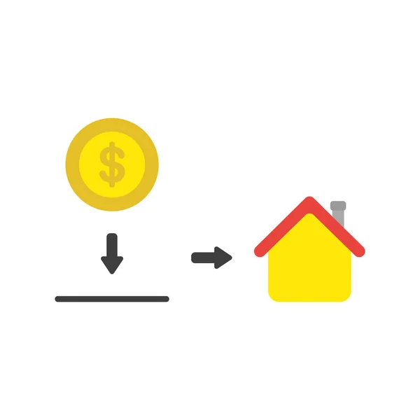 Illustrazione Vettoriale Icona Concetto Moneta Dollaro Denaro Dentro Moneybox Casa — Vettoriale Stock