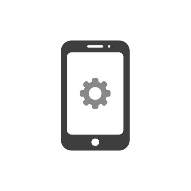 Vektör illüstrasyon simge dişli ile smartphone kavramı.