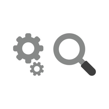 Vektör çizim simgesini kavramı büyüteç ile vites.