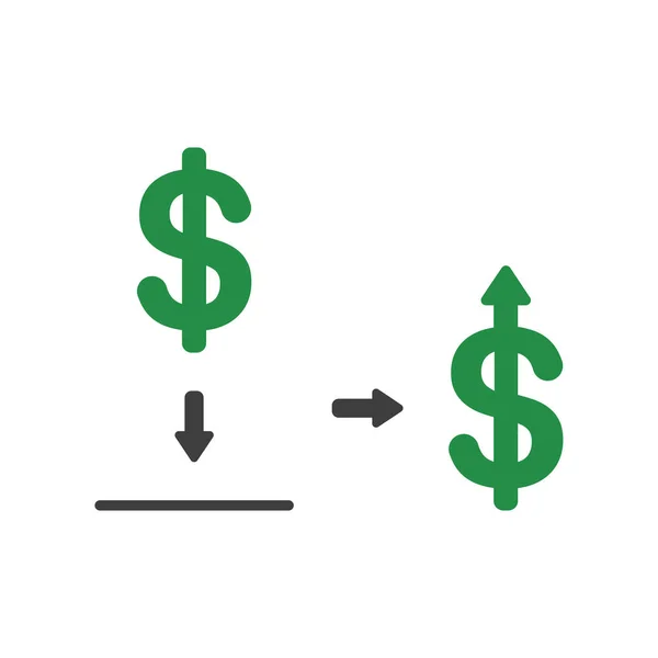 Vector Illustration Icon Concept Dollar Symbol Moneybox Hole Arrow Moving — Stock Vector
