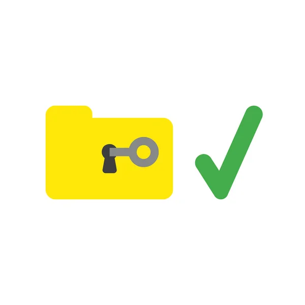 Vektor Illustration Icon Konzept Der Schlüssel Entsperren Dateiordner Mit Häkchen — Stockvektor