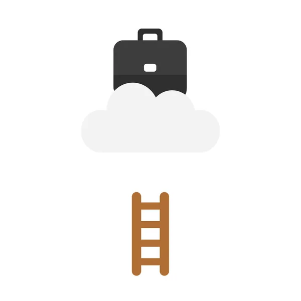Icono Ilustración Vectorial Concepto Maletín Nube Con Escalera Corta — Archivo Imágenes Vectoriales