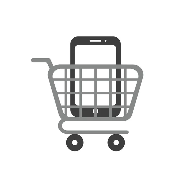 Vector Illustration Icon Concept Smartphone Shopping Cart — Stock Vector