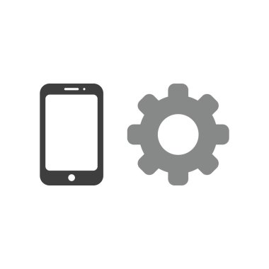 Vektör illüstrasyon simge dişli ile smartphone kavramı.