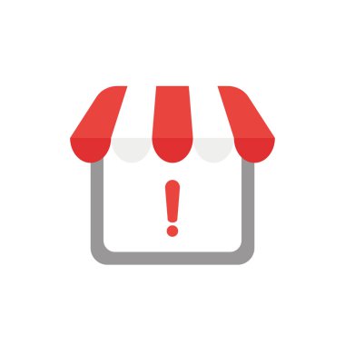 Vektör çizim simgesini kavramı mağaza Tente ve ünlem işareti ile.