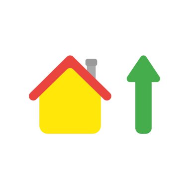 Vektör illüstrasyon simge yukarı hareket ok ile ev kavramı.