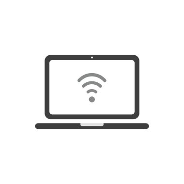 Vektör illüstrasyon simge konsept dizüstü bilgisayar içinde kablosuz wifi sembolü.