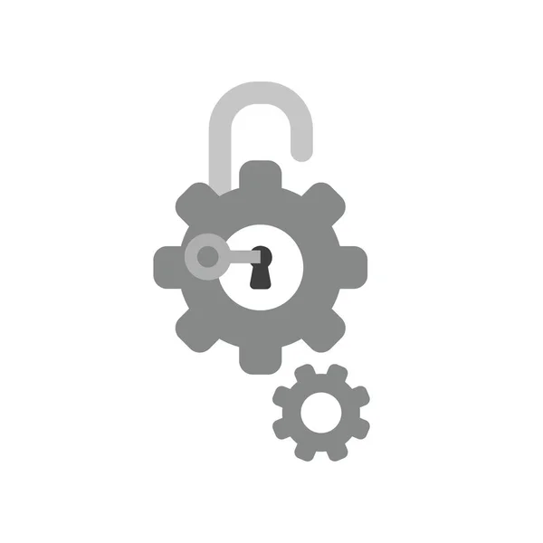 Vector Illustration Icon Concept Gears Padlock Keyhole Key Unlock — Stock Vector