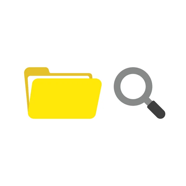 Vector illustration icon concept of opened file folder with magnifying glass.