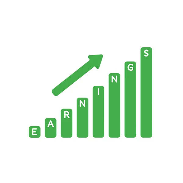 Icono Ilustración Vectorial Concepto Gráfico Barras Ventas Ganancias Subiendo — Vector de stock